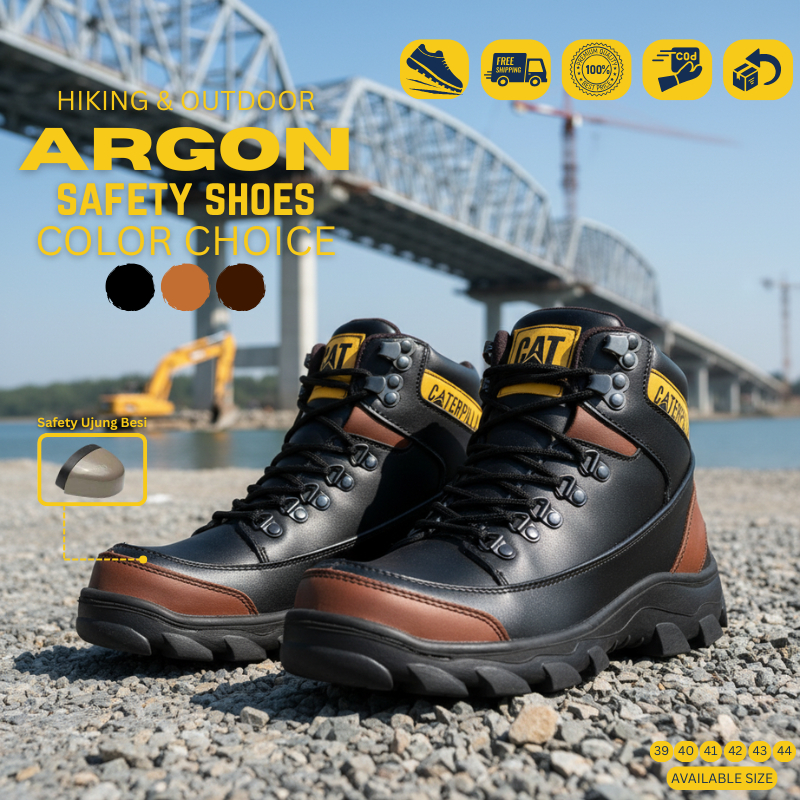 Sepatu Safety Boots Pria Original Caterpillar Argon Ujung Besi Proyek Touring Ujung Besi Proyek Sept