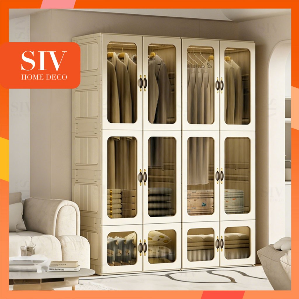 [Untuk Orang Dewasa]  SIV Lemari Pakaian Plastik Minimalis Almari Pakaian Plastik Ekstra Tebal