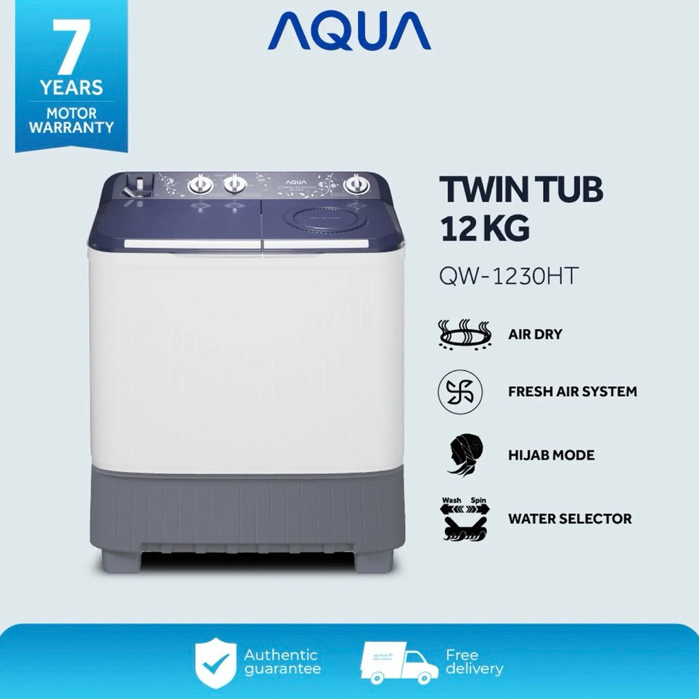 AQUA QW-1230HT Mesin Cuci 2 Tabung 12kg