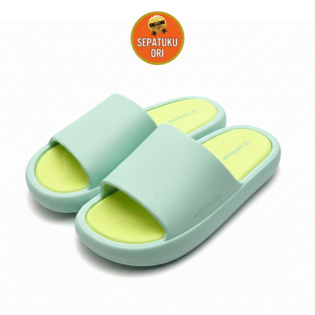 SANDAL WANITA (39/25cm) AIRWALK DELLA GREEN LIME SLIDE WOMENS NEW ORI
