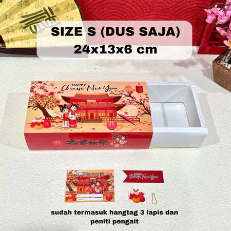 Box Sliding Imlek Kardus Kotak Kue Brownies Packaging Hampers CNY Sincia