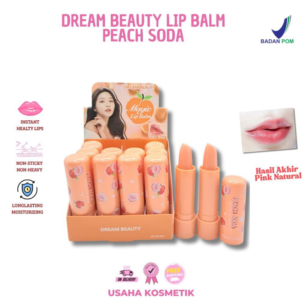 12 PCS NEW PRODUCT LIP BALM DREAM BEAUTY AVOCADO/PEACH SODA BPOM PELEMBAB BIBIR