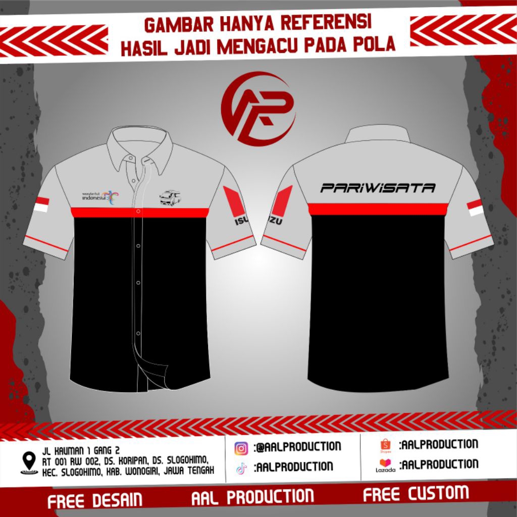 kemeja pariwisata bordir lengan pndek dan lengan panjang