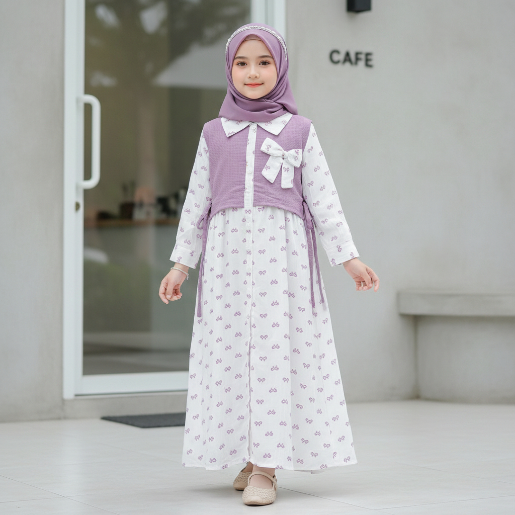 Baju Lebaran Anak Perempuan 2026 Stelan Tanggung 8-9Thn Satuset Bju Anak Lbaran Tunik Setelan Muslim