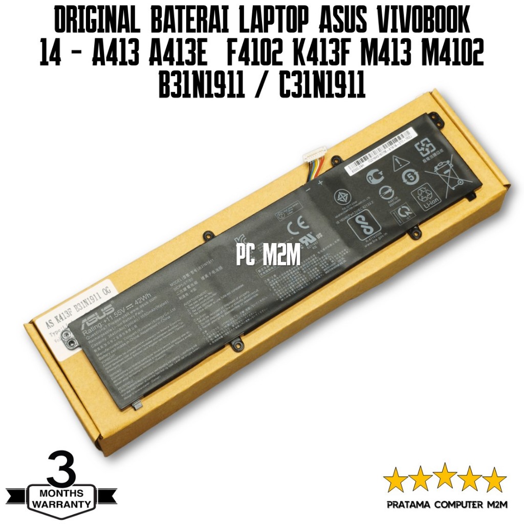 ORIGINAL - Baterai Laptop Asus Vivobook 14 A413 A413E  F4102 K413F M413 M4102 B31N1911 / C31N1911