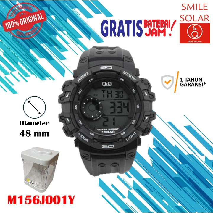 Jam Tangan Pria Casual Sporty Rubber Digital Original Q&Q QnQ QQ M156 M156J Series