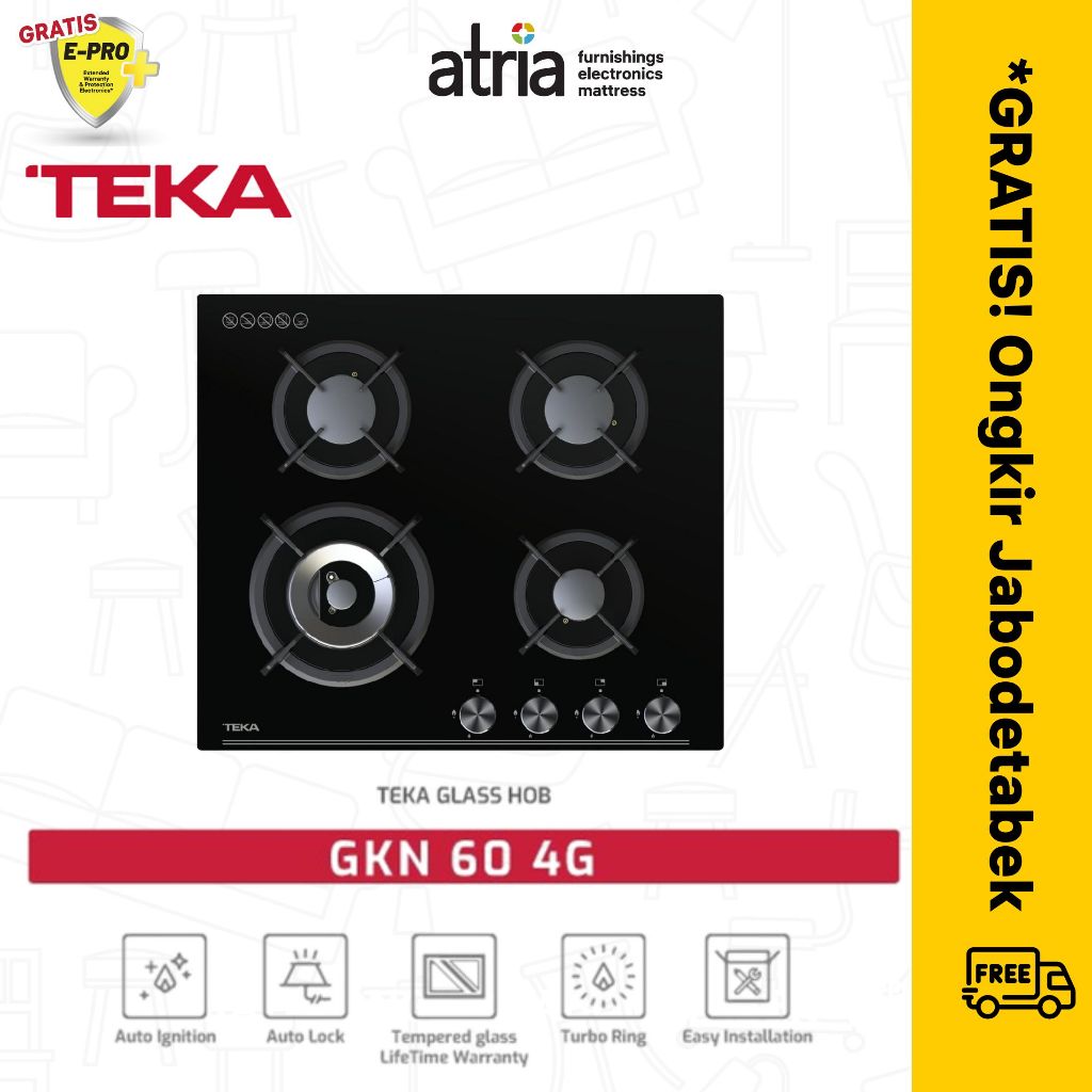 KOMPOR TANAM TEKA GKN LUX 60 4G BUILT-IN HOBS 4 GAS BURNER NEW