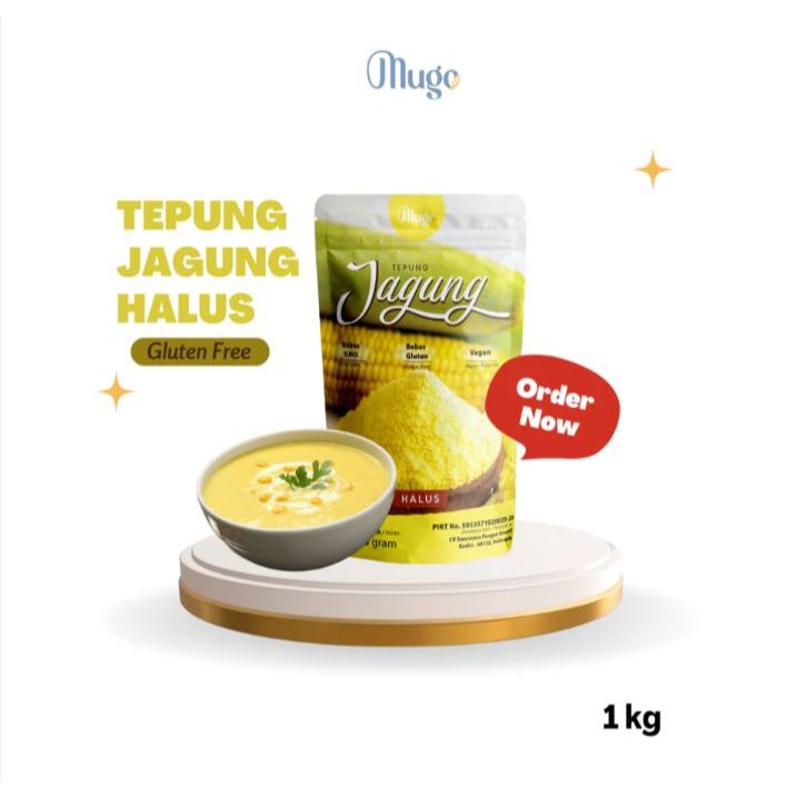 KODE A || Tepung Jagung Kasar Polenta Corn Meal Gluten Free Non GMO - 1KG Mugo