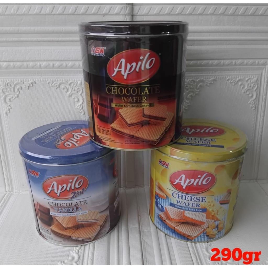 Apilo wafer cream cokelat vanila keju kemasan kaleng  290gr