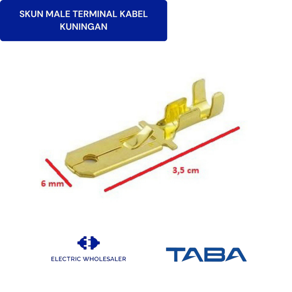 Skun Male Terminal Kabel Kuningan