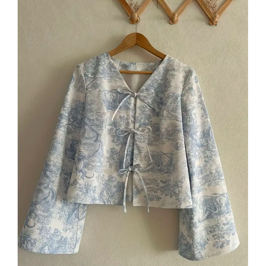 Blouse Wanita Motif Bunga Katun Korea Style
