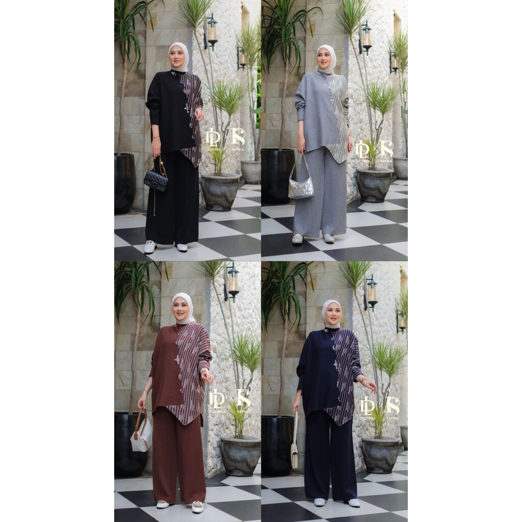 FAIQA SET CELANA KNITT PREMIUM ORI BY RAFIKA DAN DLOVERA