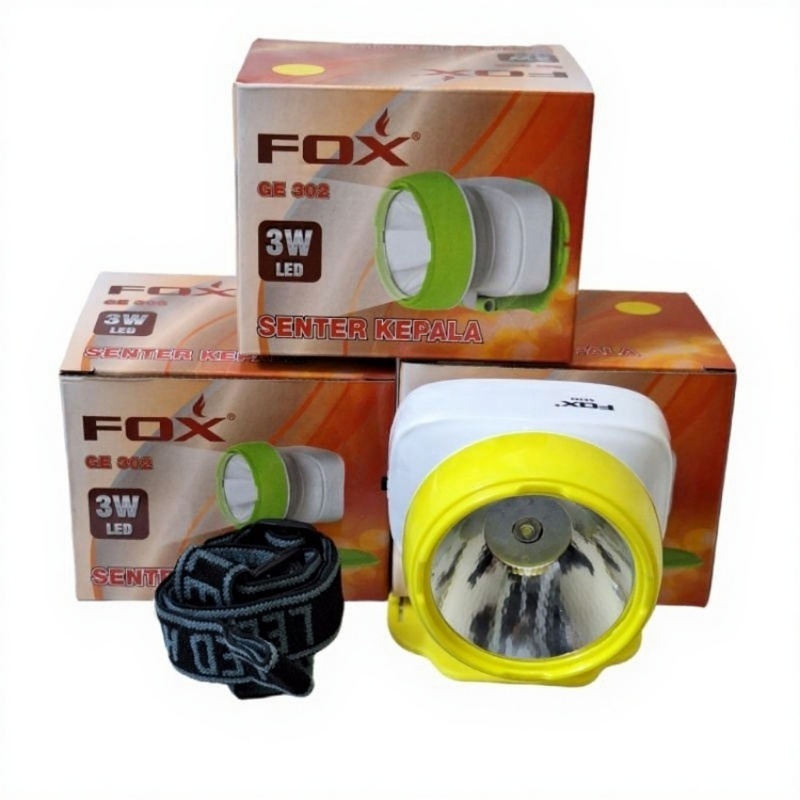 Senter Kepala FOX GE 302 3W LED / Senter / Senter kepala Batu / Senter Kepala Baterai