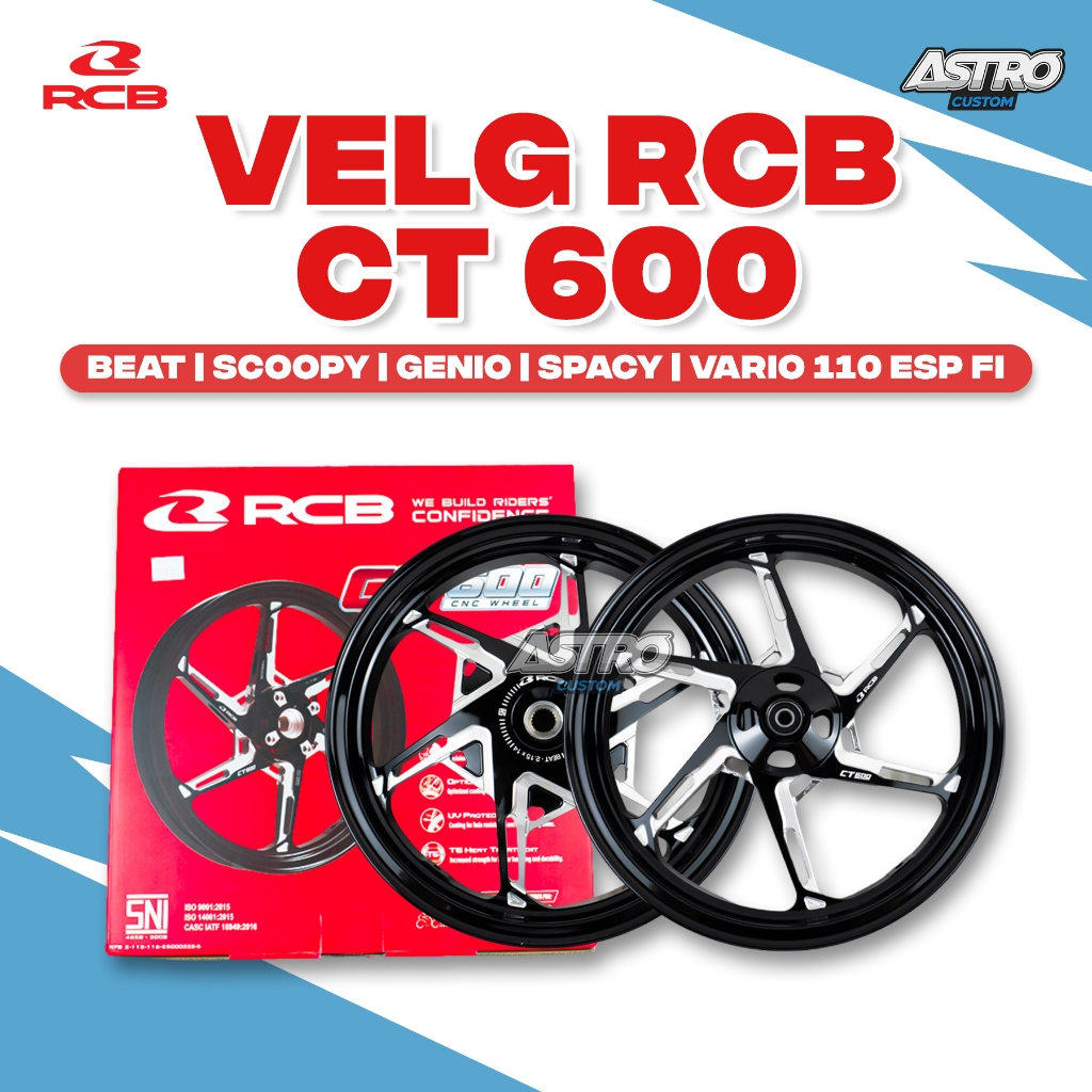 Baru Rcb Velg Rim Ct600 Beat Scoopy Vario 110 Fi Esp Deluxe Genio Spacy Casting Cnc Black Ring 14