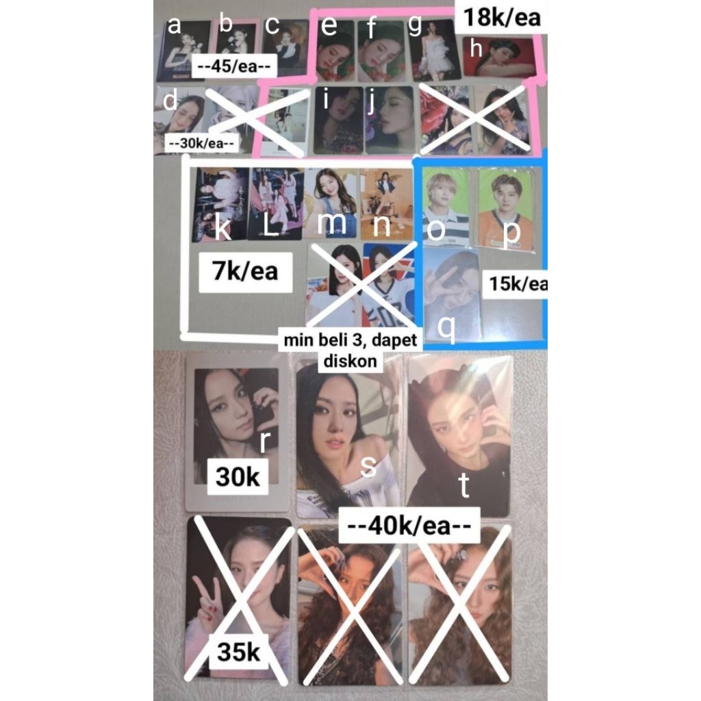 Photocard PC Murah Jisoo Jennie  Blackpink Sana Twice Itzy Nct Dream Flower Me Lighstick Kill This L