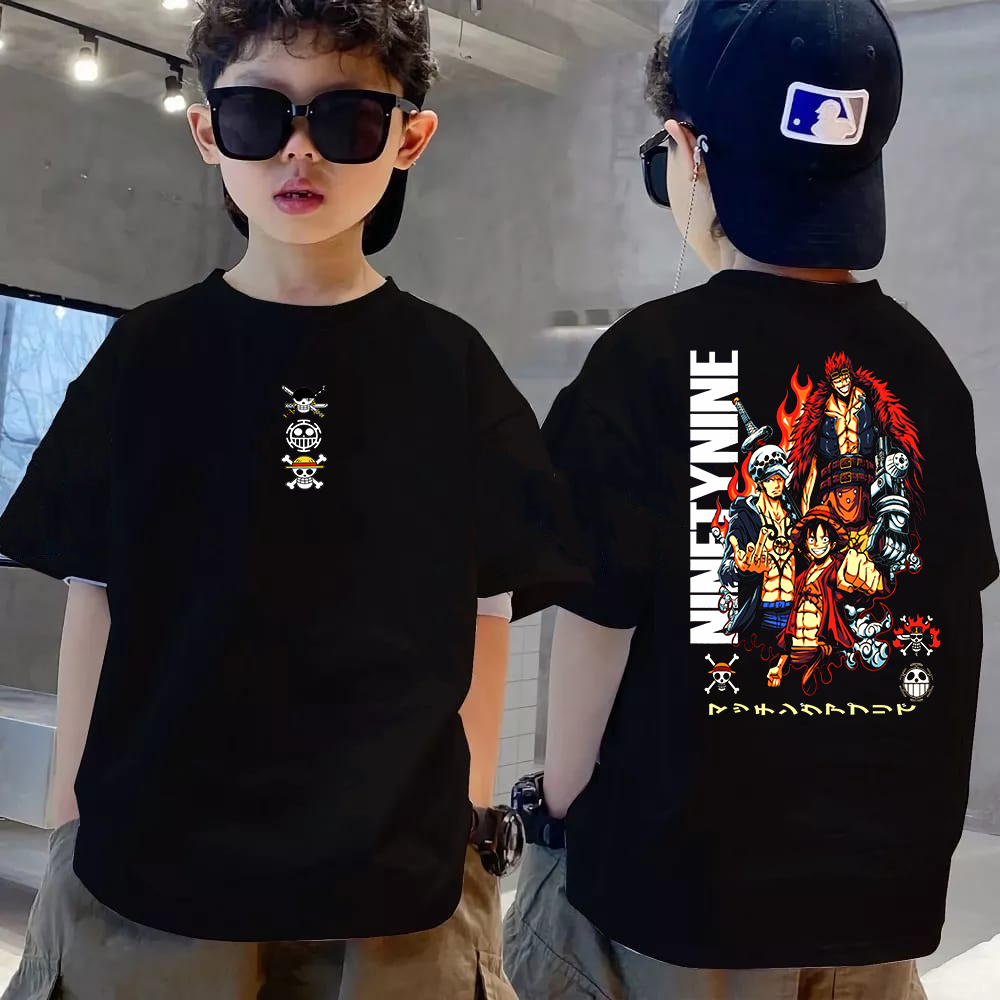 NTN Kaos Anak Laki-Laki 7-16 Tahun Karakter ONE PIECE MONKEY D LUFFY Katun 30s
