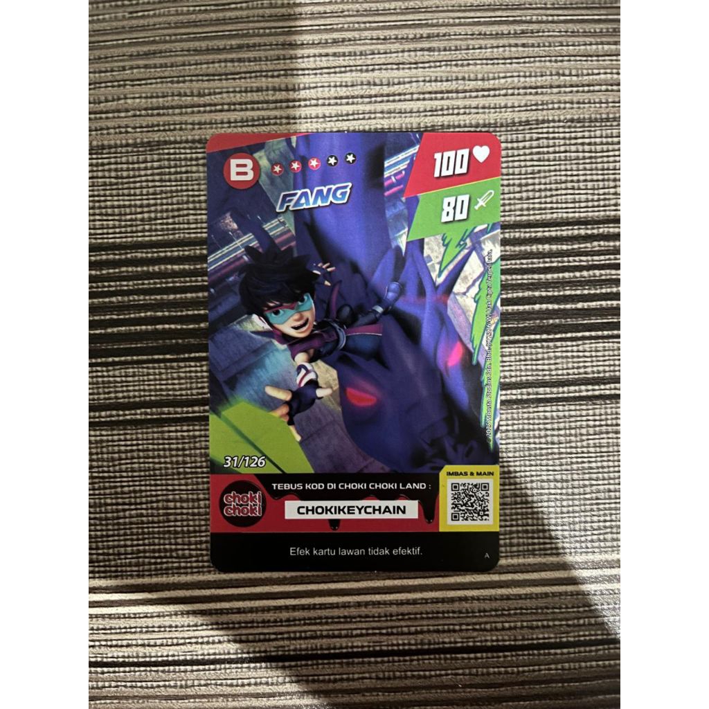 Kartu Fang no 31 - Choki Choki Boboiboy Batch 2
