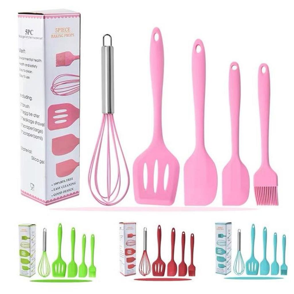 Spatula SET Peralatan Masak Sutil Kuas Non Stick (SILICONE) 5PCS Tahan Panas Serbaguna Kitchenware