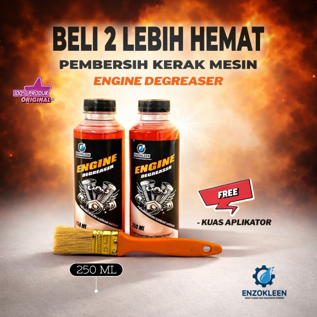 PROMO BELI 2 LEBIH MURAH | ENGINE DEGREASER PEMBERSIH KERAK MESIN 250 ML FREE KUAS BY ENZOKLEEN