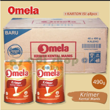 Omela Krimer Kental Manis Kaleng / Isi 48pcs Frisian Flag 490gr (1 Karton) / Omela Kental Manis
