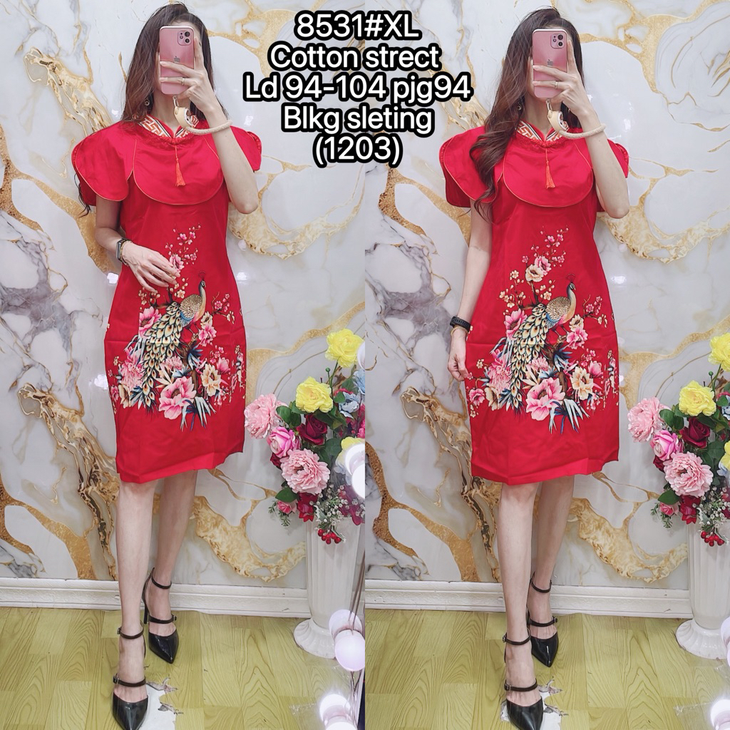 dress batik chongsam edisi imlek/ dress imlek
