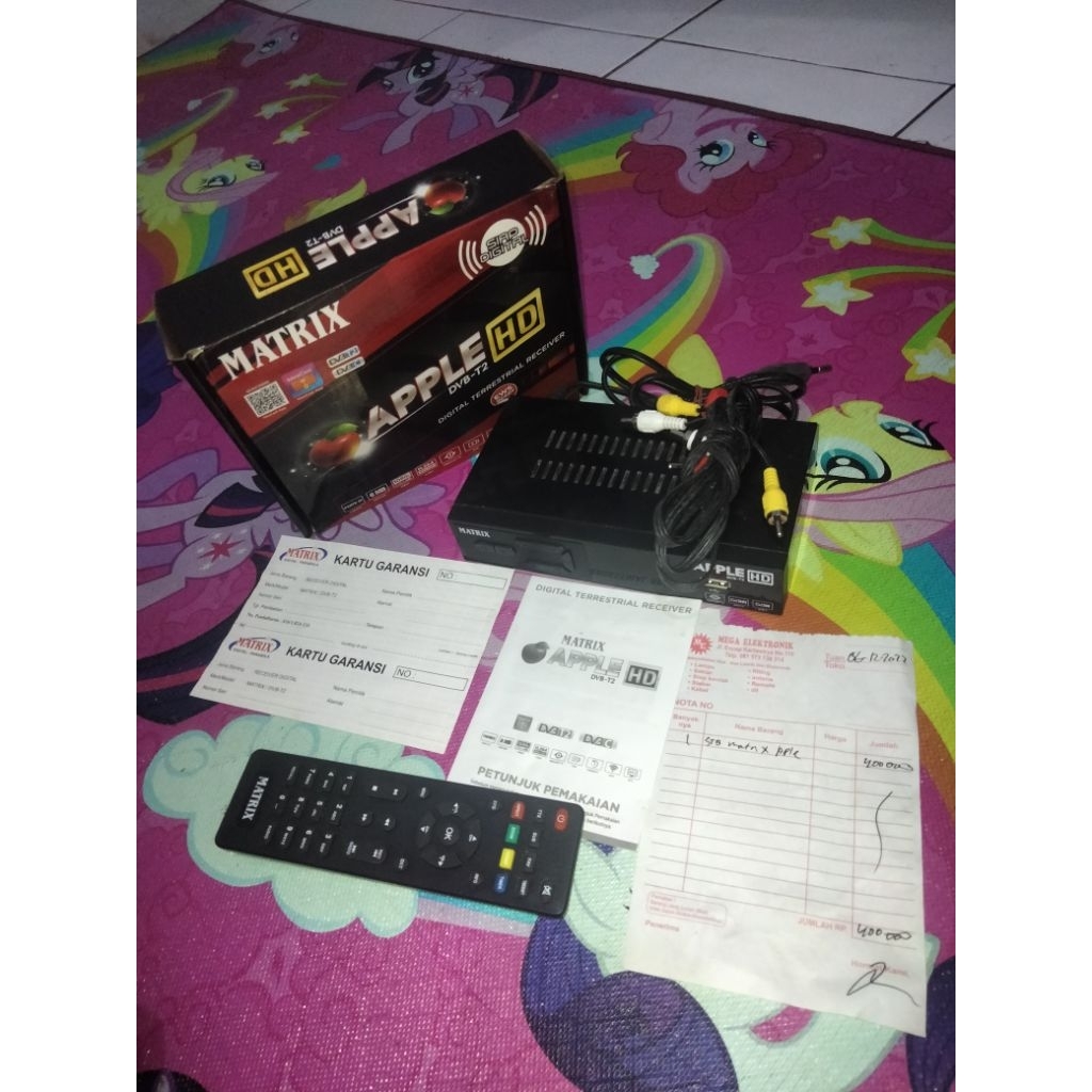 STB MATRIX DVBT-2 APPLE HD MERAH KONDISI BEKAS NORMAL SEMUA