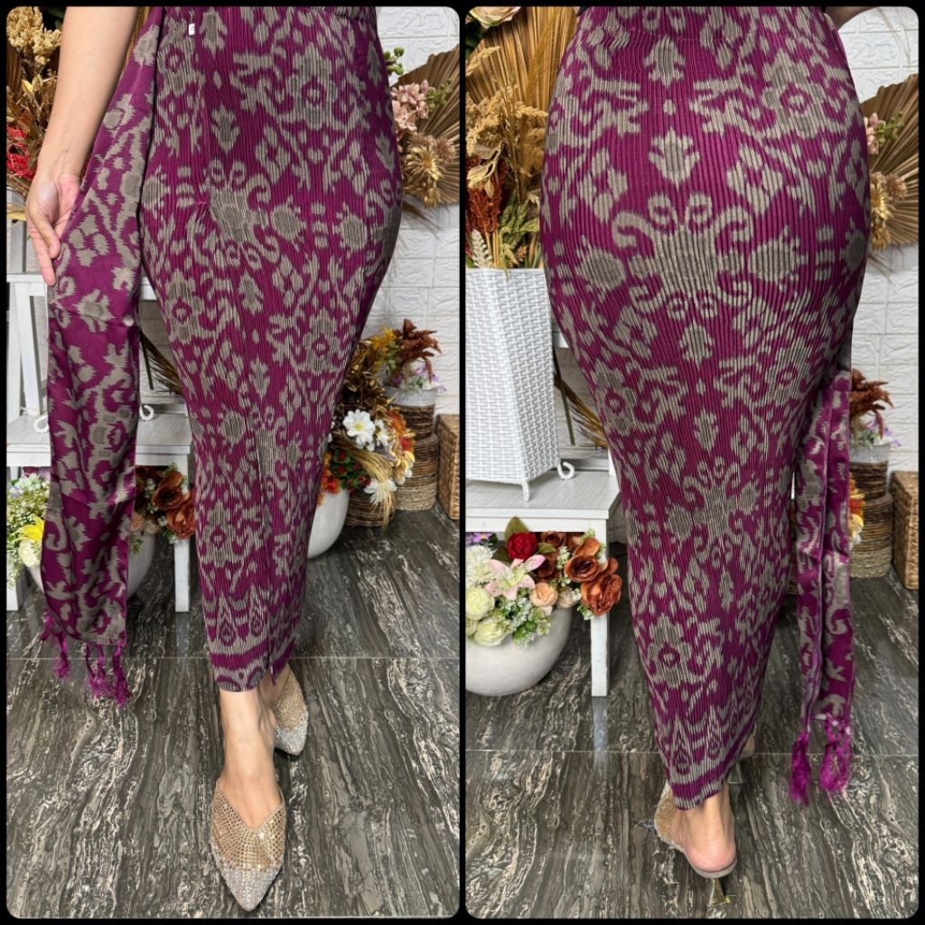 Kamen Jadi Plisket Set Selendang bawahan tradisional setelan kebaya wanita rok bali