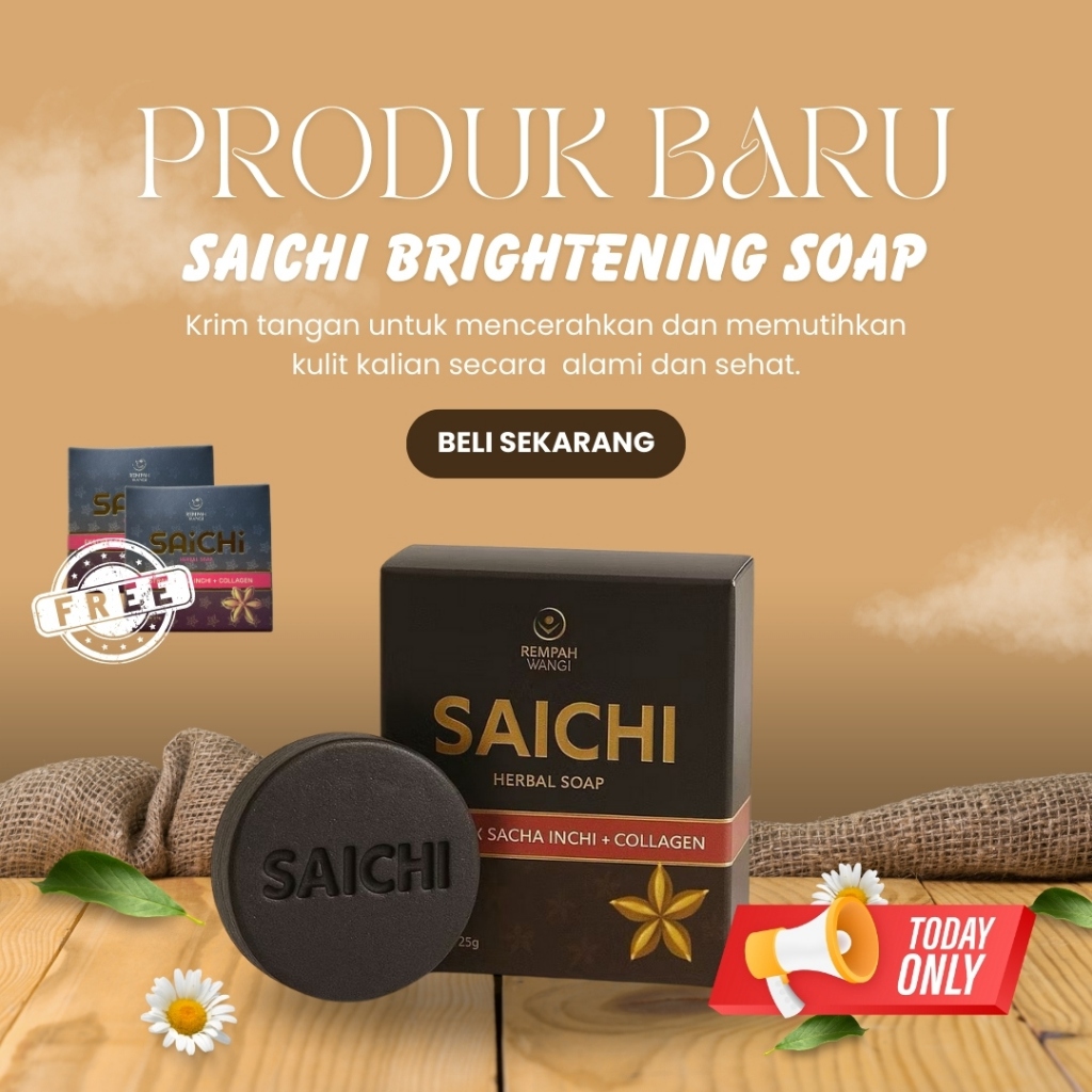 (Beli 2 Gratis 1) SAICHI Sabun Wajah Pencerah Anti Jerawat Sacha Inchi Collagen 25g