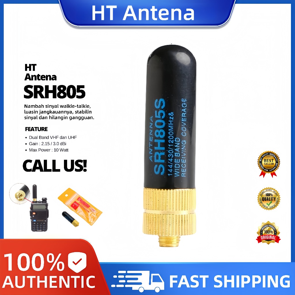 Antena HT SRH805 Portabel Tapi Kuat Antena Walkie Talkie Dual Band Menghilangkan Gangguan Sinyal Sta