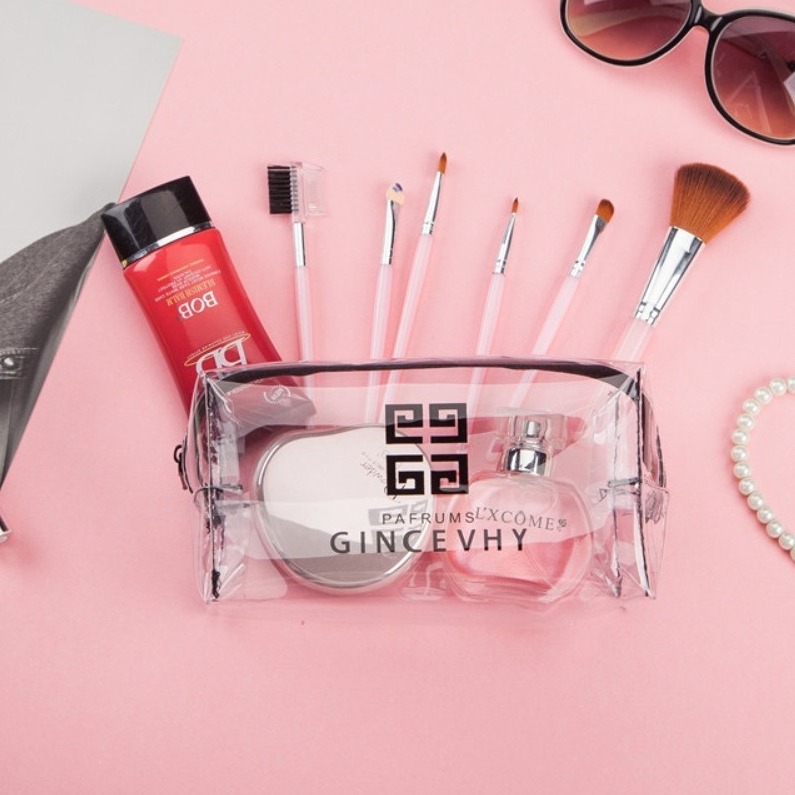 Tas Wanita  Top Handle Bag Tas Travel Bahan PVC Tebal Makeup Pouch Bag Organizer Pouch Serbaguna PVC