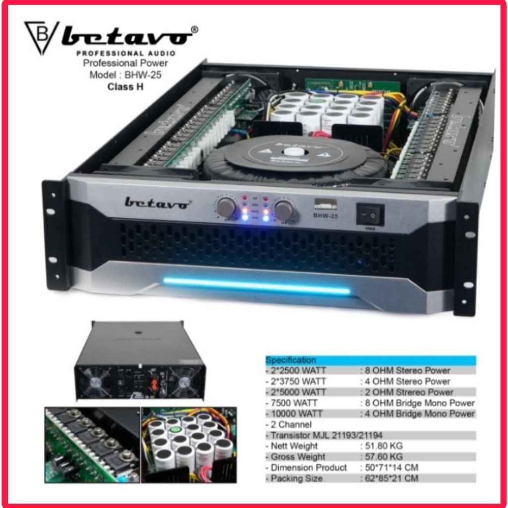 Power Amplifier Karaoke Betavo BHW 25 Power 2 Channel