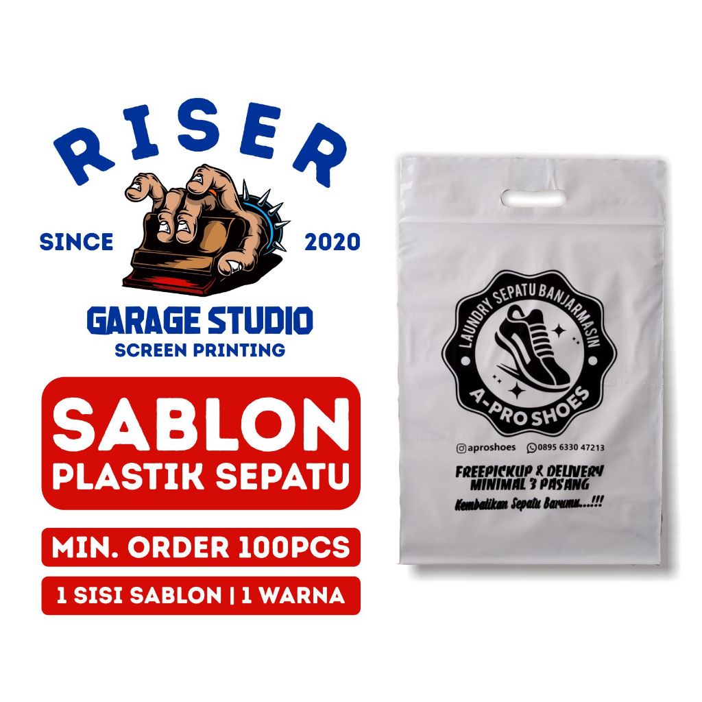Sablon Plastik Cuci Sepatu Ziplock / Klip Pond Custom Desain 30*38