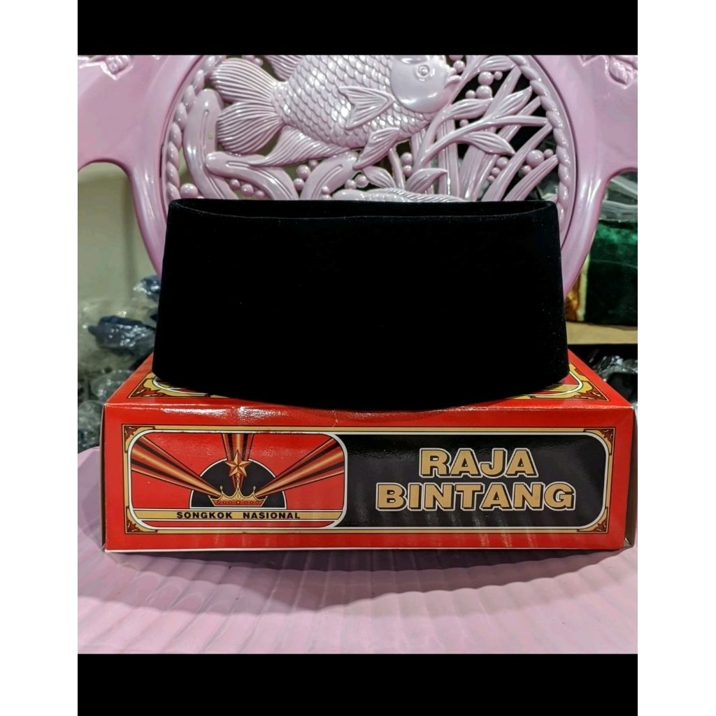 Peci Songkok Raja Bintang AC Hitam Polos Bludru Halus