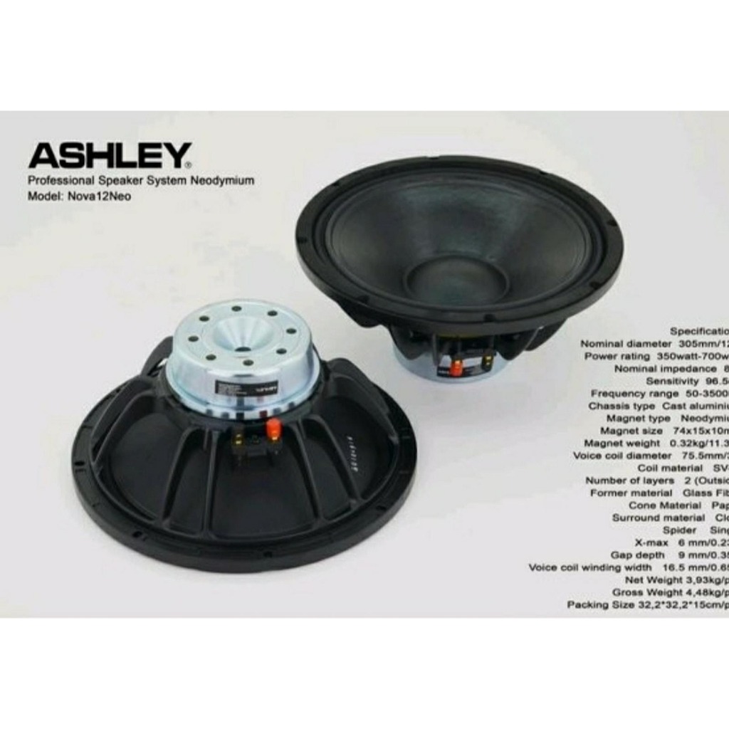 KOMPONEN ASHLEY NOVA 12NEO SPEAKER COMPONENT ASHLEY NOVA 12NEO ORIGINAL 12INCH