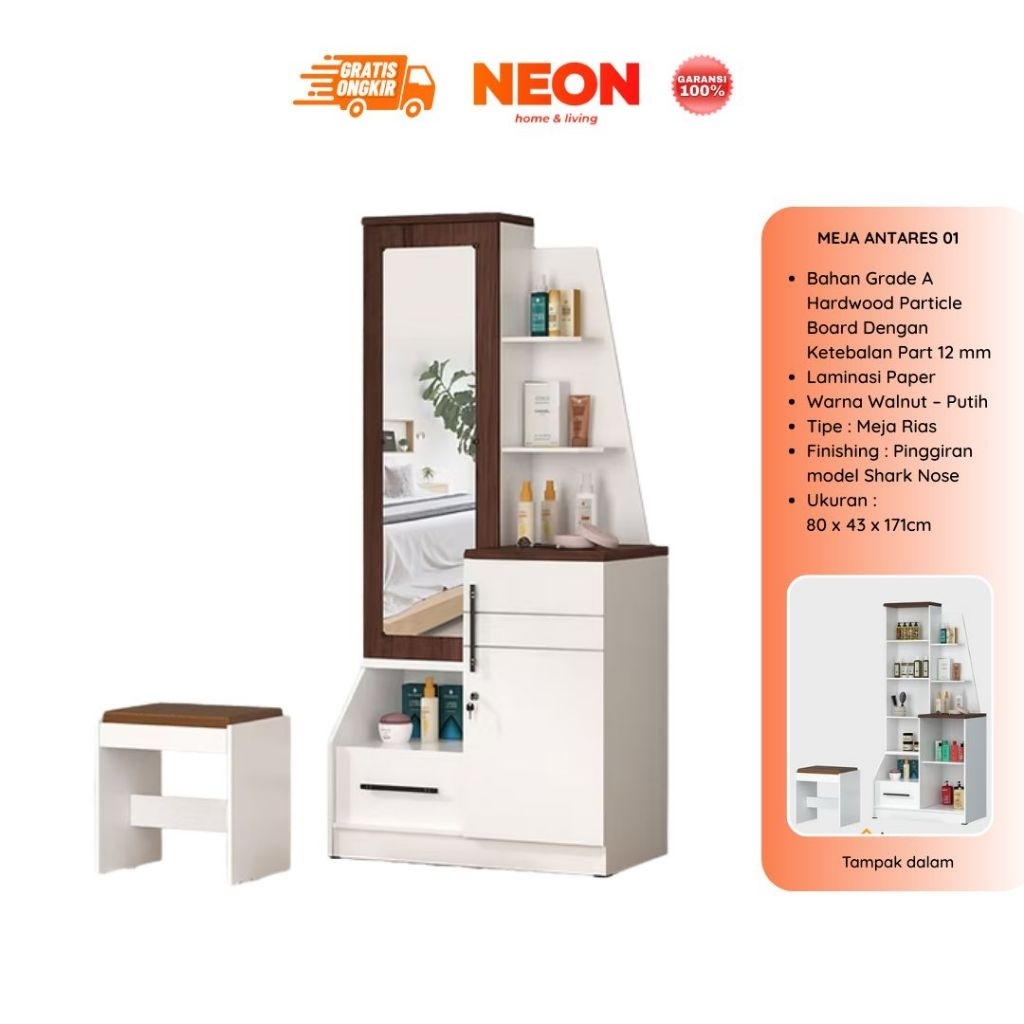 NEON Meja Rias Antares 01 | Meja Skincare | Meja Makeup Minimalis