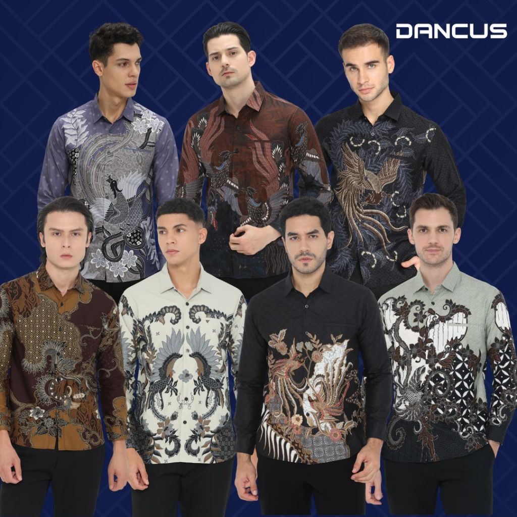 Dancus Kemeja Batik Pria Atasan Batik Modern Baju Batik Lengan Panjang Pria