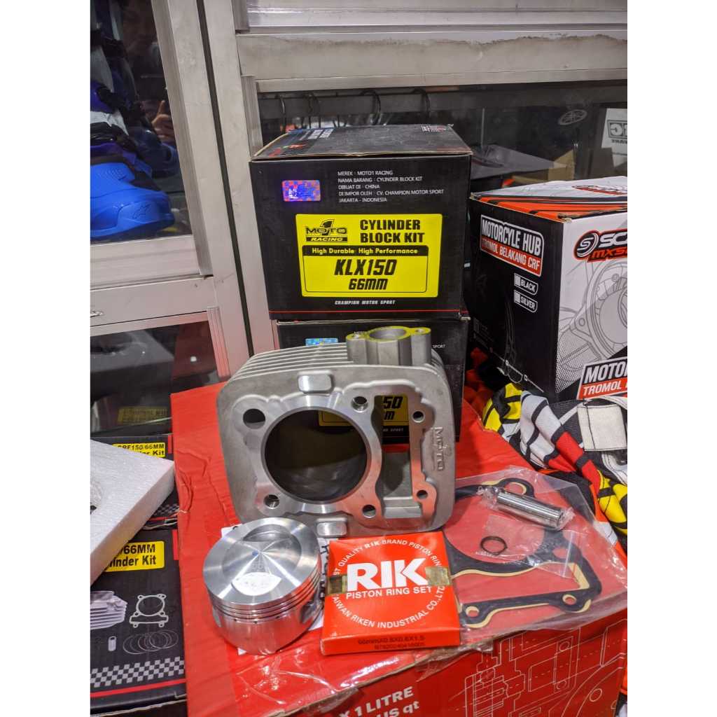 CYLINDER BLOCK BLOK MOTO 1 MOTO1 BORE UP KLX 66MM 66 MM SET PISTON RING PISTON PIN KLIP PAKING ORIGI