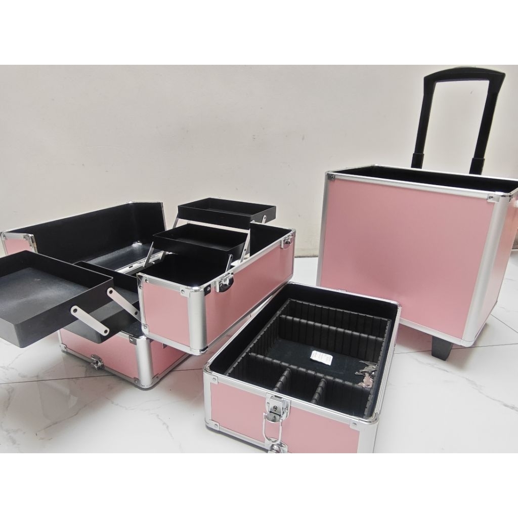 6200A / KOPER 3 SUSUN PINK /KOPER MAKEUP SUSUN 3/ TEMPAT MAKEUP KOPER / KOPER MAKEUP BERODA / KOPER 