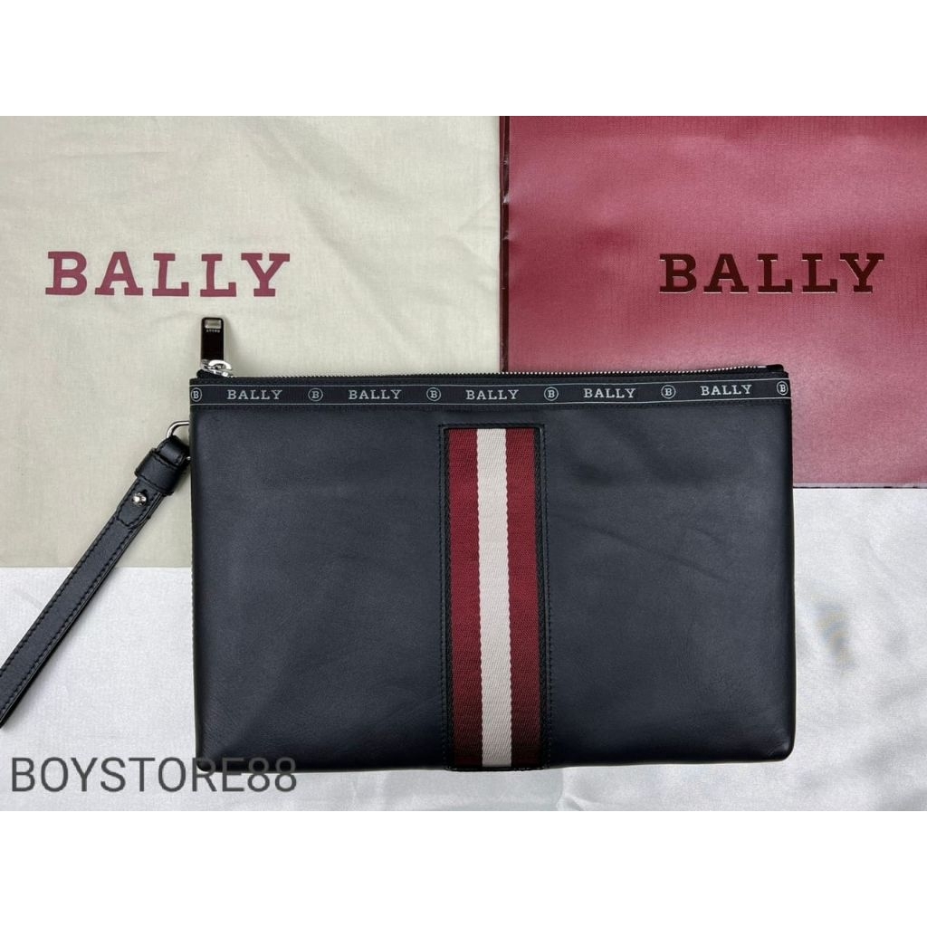 CLUTCH BALLY HARTLAND LEATHER BAG IN BLACK ORIGINAL