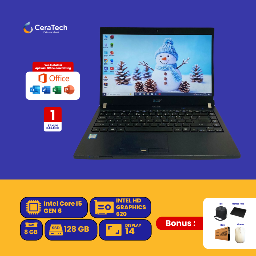 LAPTOP ACER TRAVELMATE P648-M INTEL CORE I5 GEN 6 RAM 8 GB SSD 128 GB