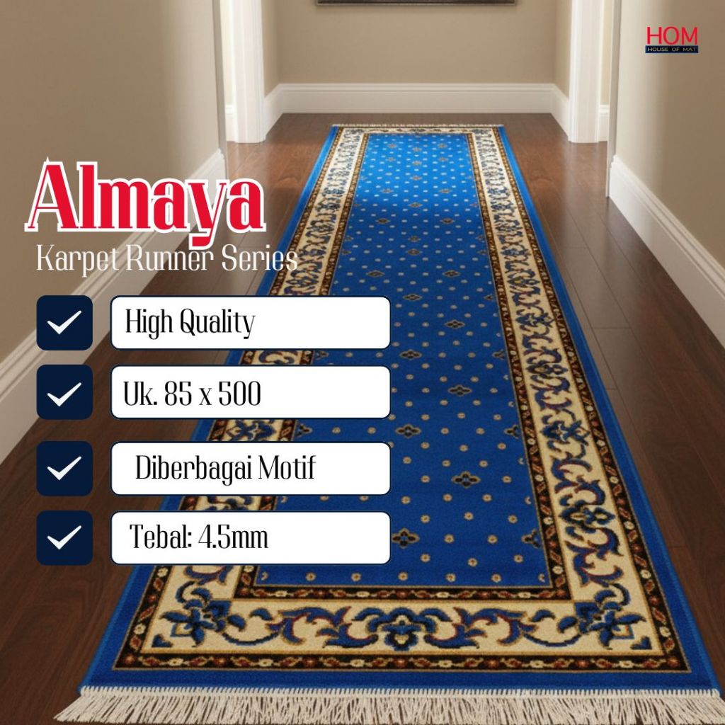 [HOM RUGS] Runner karpet Almaya / Karpet Jalan dekorasi panggung 85x500