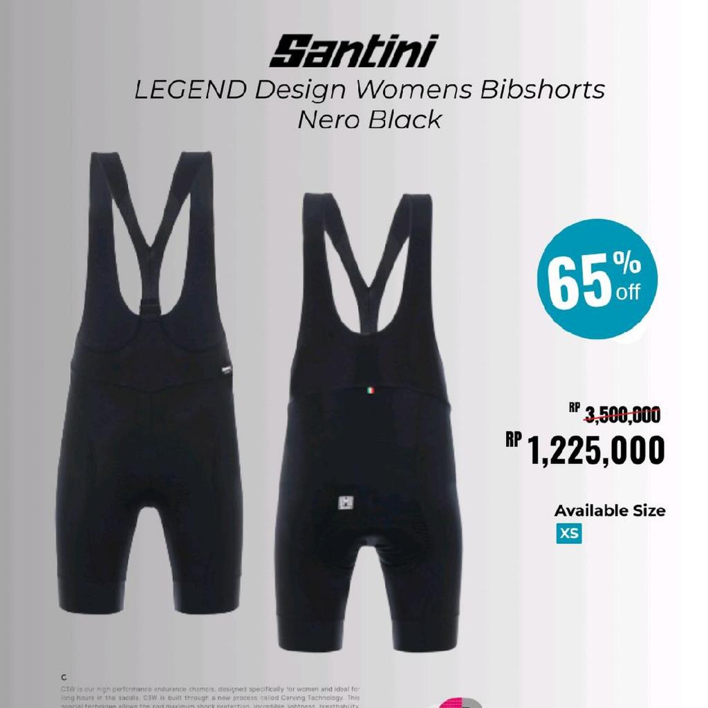 Bib Shorts SANTINI LEGEND Design For Woman Nero Black