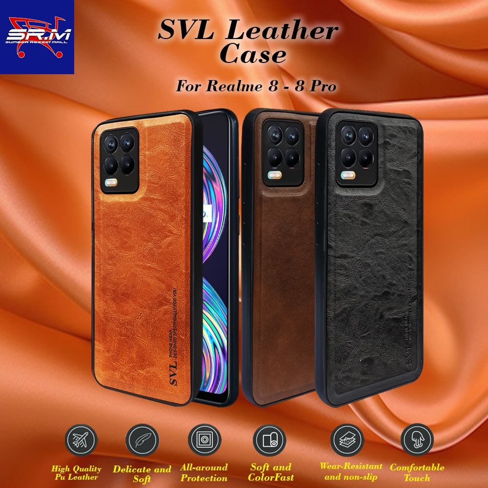[ CUCI GUDANG ] Casing Hp Realme 8  Case SVL Leather Casing Slim Softcase Kulit