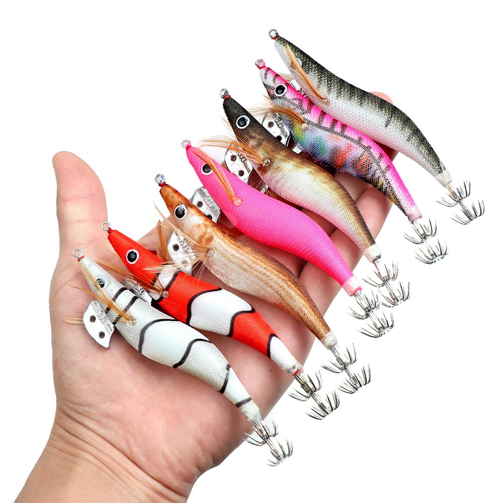 Egi Umpan Pancing Cumi No 2.5 Bentuk Udang Rattle Non Rattle GID Menyala Dalam Gelap