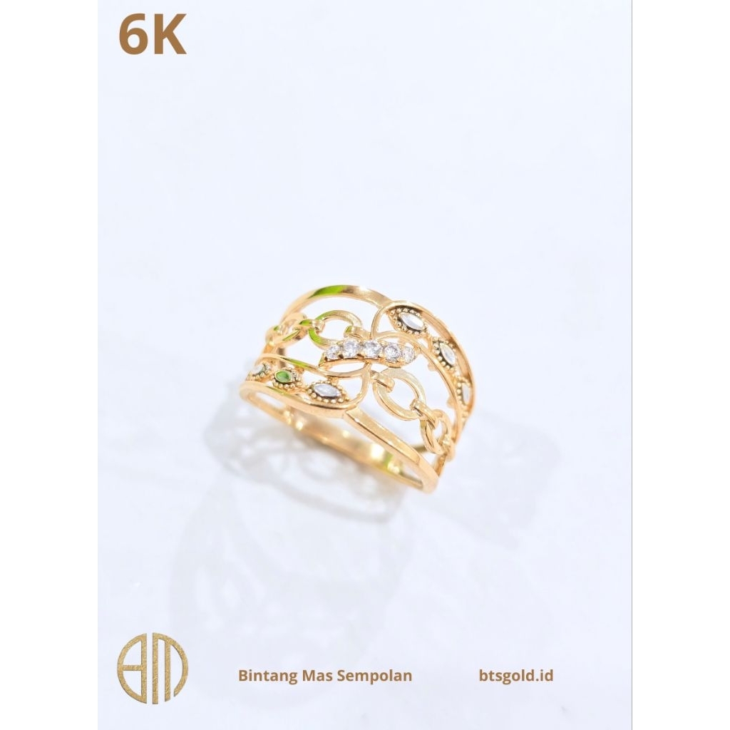 Cincin Permata Putih Slep Emas Asli