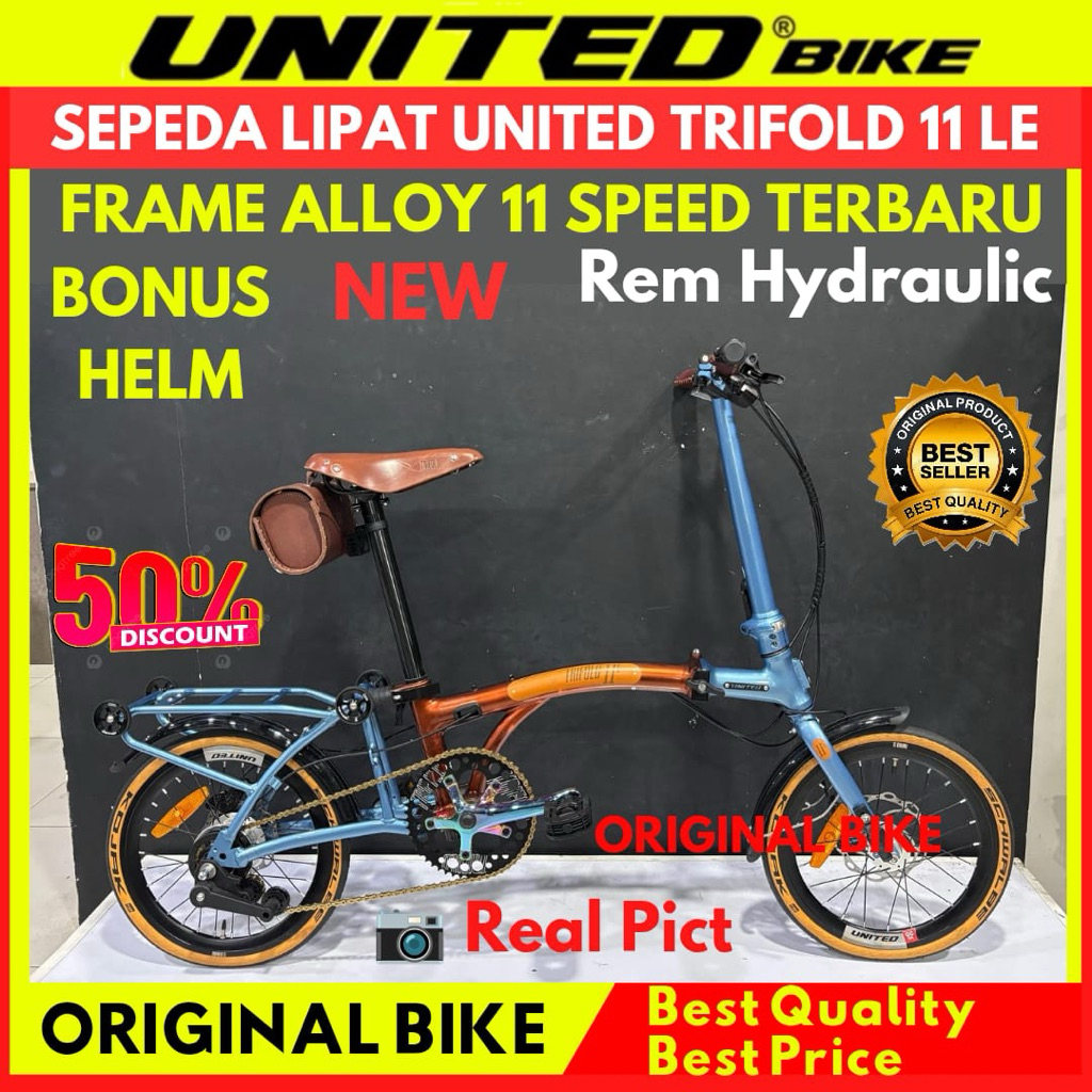 Sepeda Lipat 16 United Trifold 11S Leather Edition New