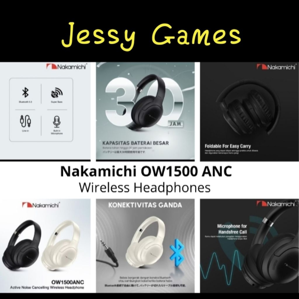 Headphones Nakamichi OW1500ANC Gading / Wireless