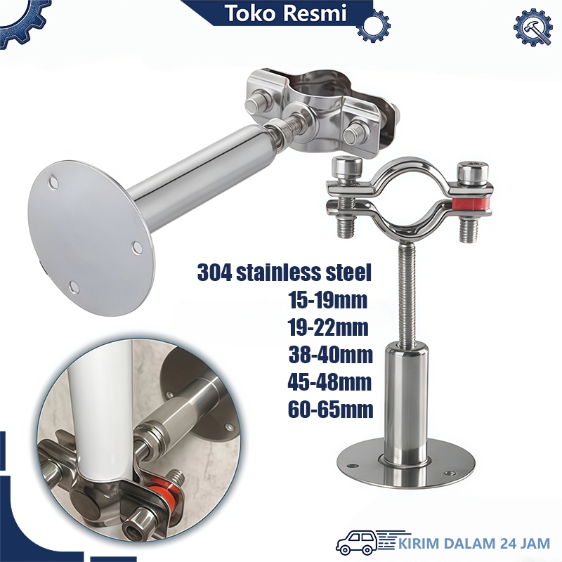 Hanger Clamp Pipa Holder 304 Stainless Pipe Clamp Adjustable Klem Gantung Pipa
