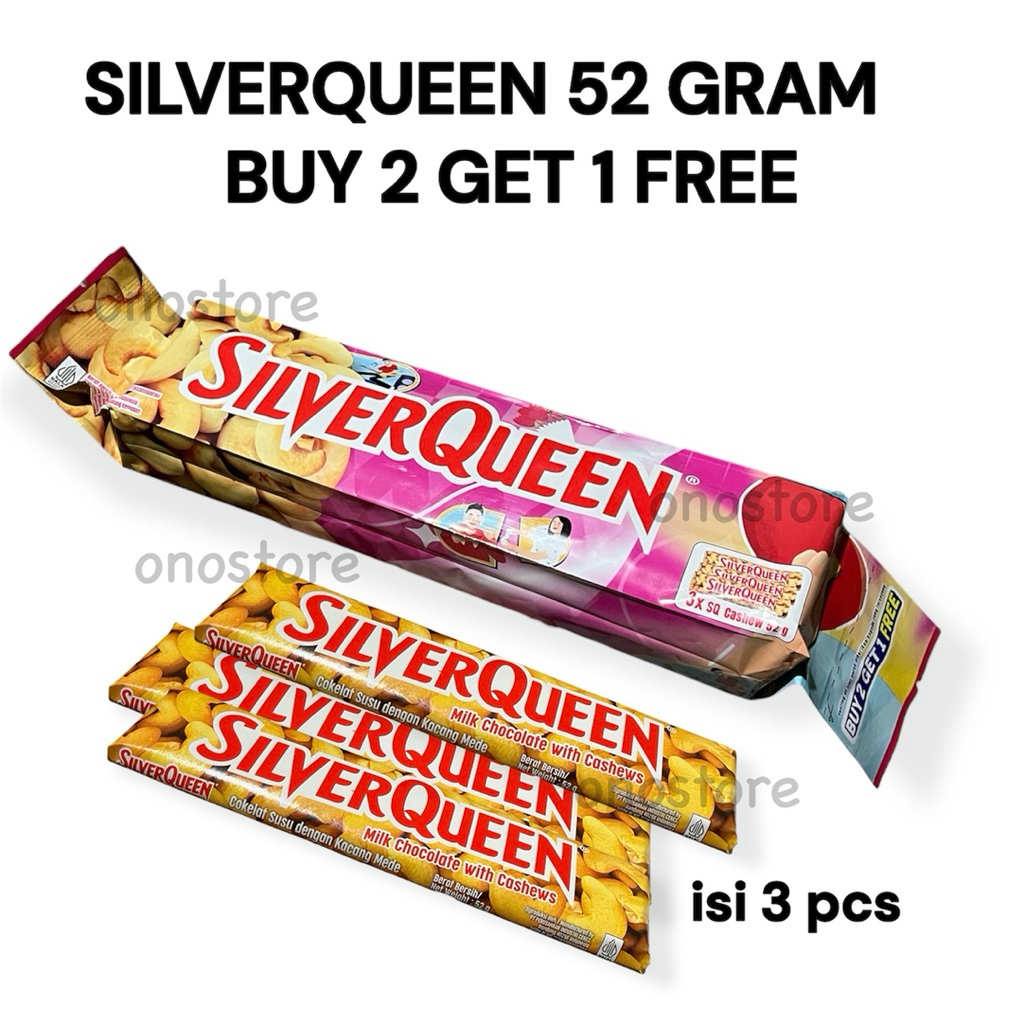 Silverqueen 52 gram Cashew Almond Kemasan Buy 2 Get 1 Free