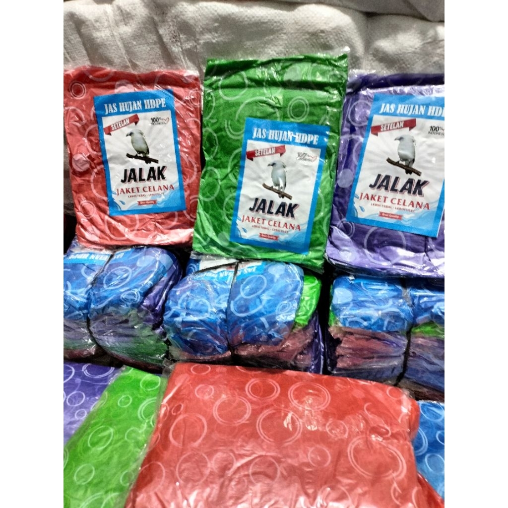 jas hujan plastik jaket celana / ponco corak polkadot ukuran jumbo